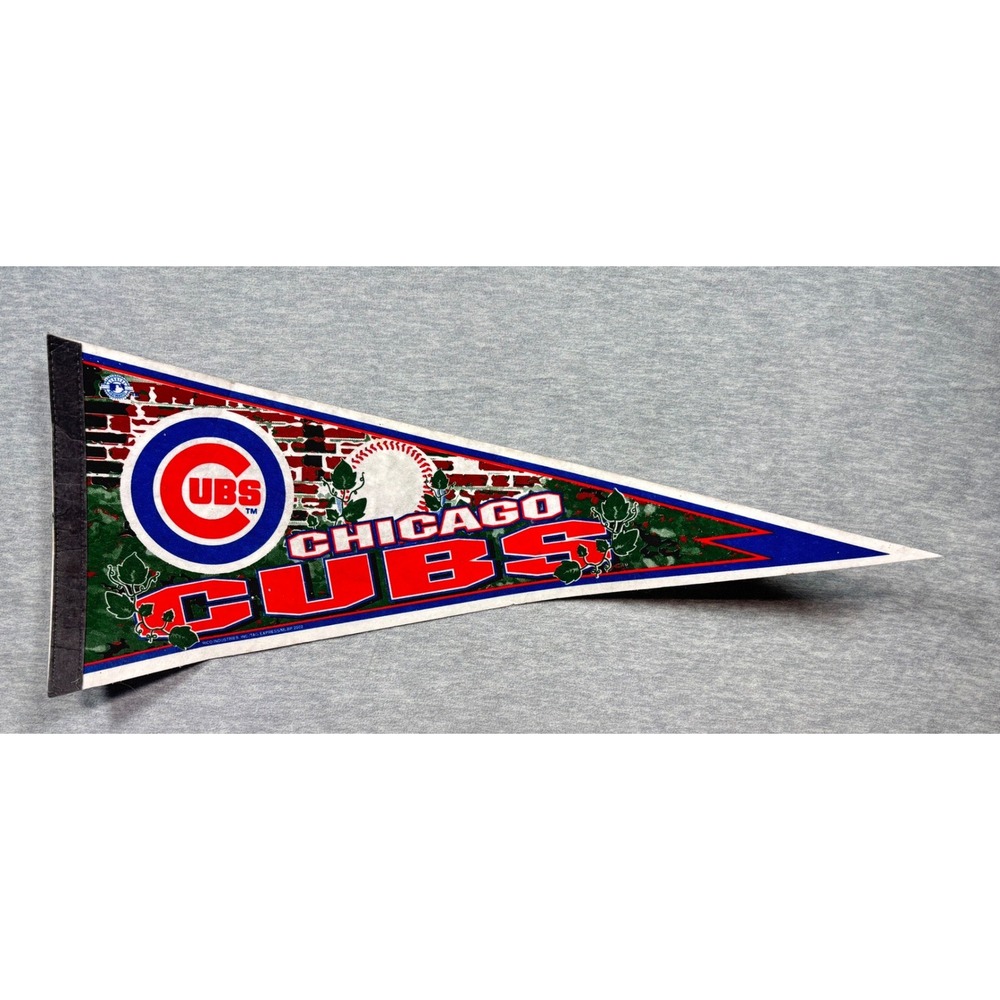 Vtg 29" Chicago Cubs Pennant Wrigley Field Ivy Brick Wall 2002 Felt Decor